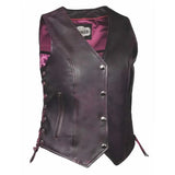 Lilly- Ladies Purple Leather Vest - Unik Just for Bikers - Flyclothing LLC