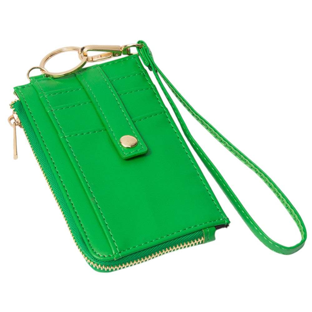 Faux Leather Basket Weave Flat Card Holder Wallet with Wristlet - Madeline Love - Flyclothing LLC