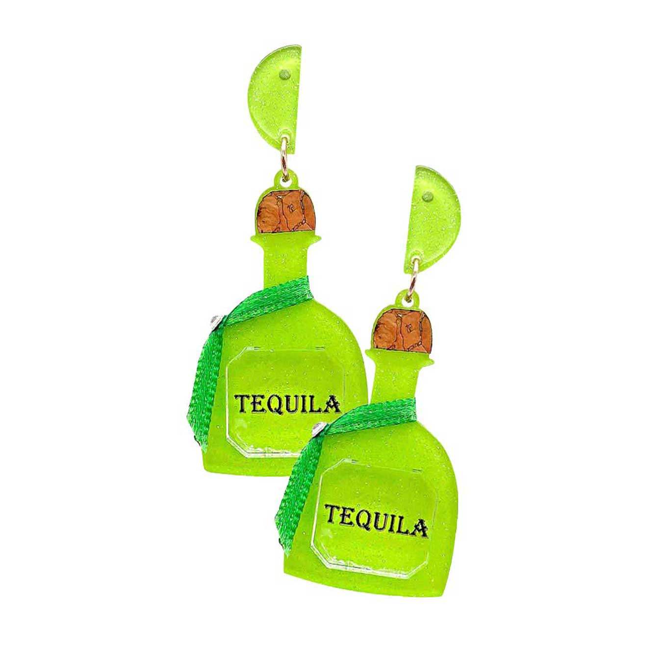 Glittered Resin Tequila Dangle Earrings - Madeline Love - Flyclothing LLC