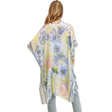 Multi Flower Patterned Cover Up Kimono Poncho - Madeline Love - Flyclothing LLC