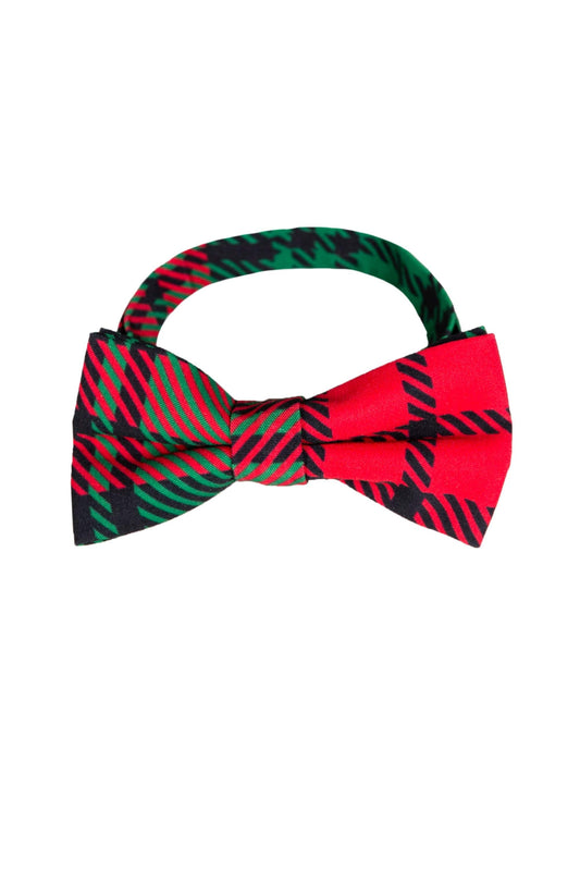 The Lincoln Log Love Daddy | Red And Green Christmas Plaid Bow Tie - Shinesty