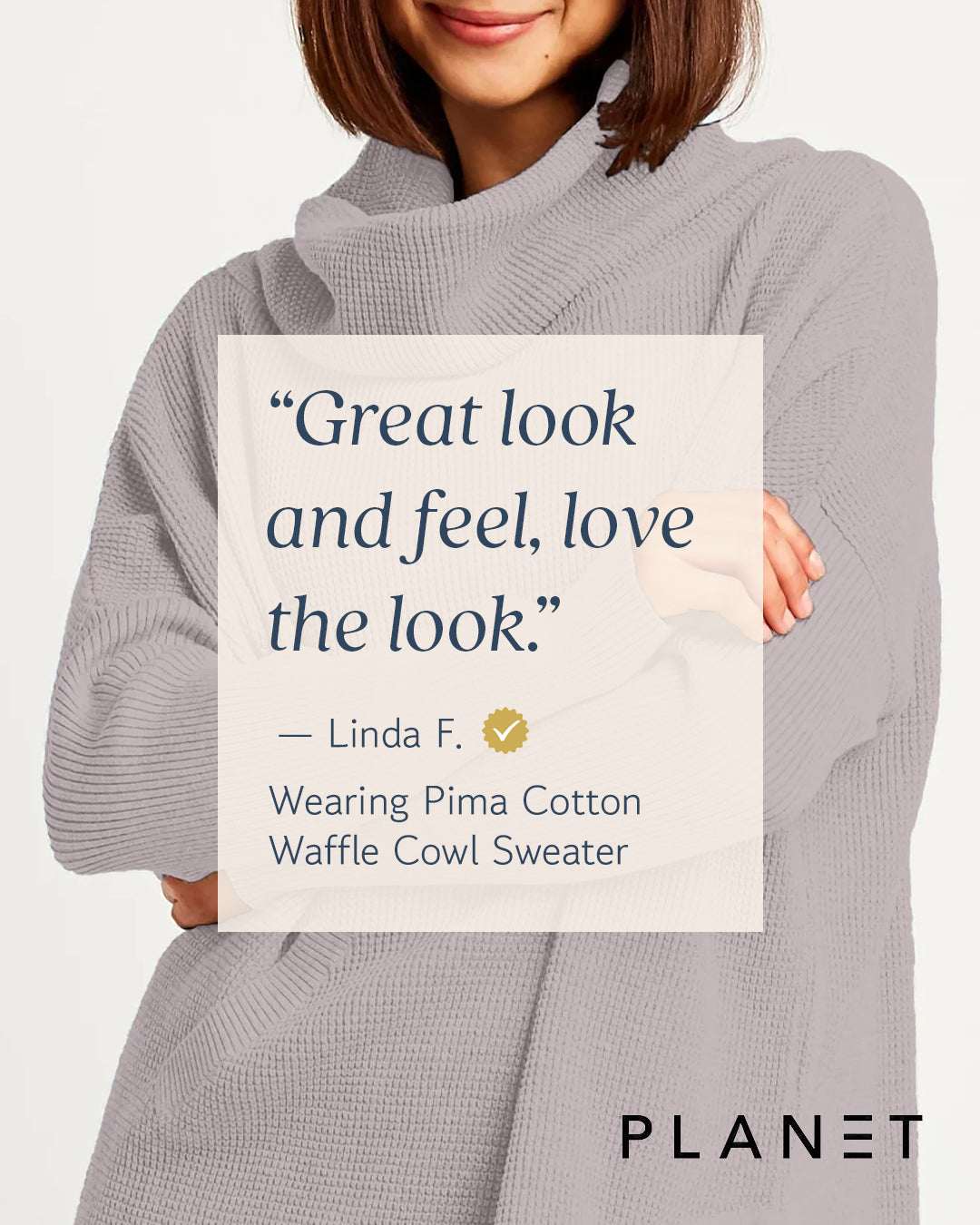 Pima Cotton Waffle Cowl Sweater - Black - PLANET by Lauren G - Flyclothing LLC