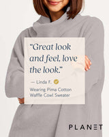 Pima Cotton Waffle Cowl Sweater - Black - PLANET by Lauren G - Flyclothing LLC