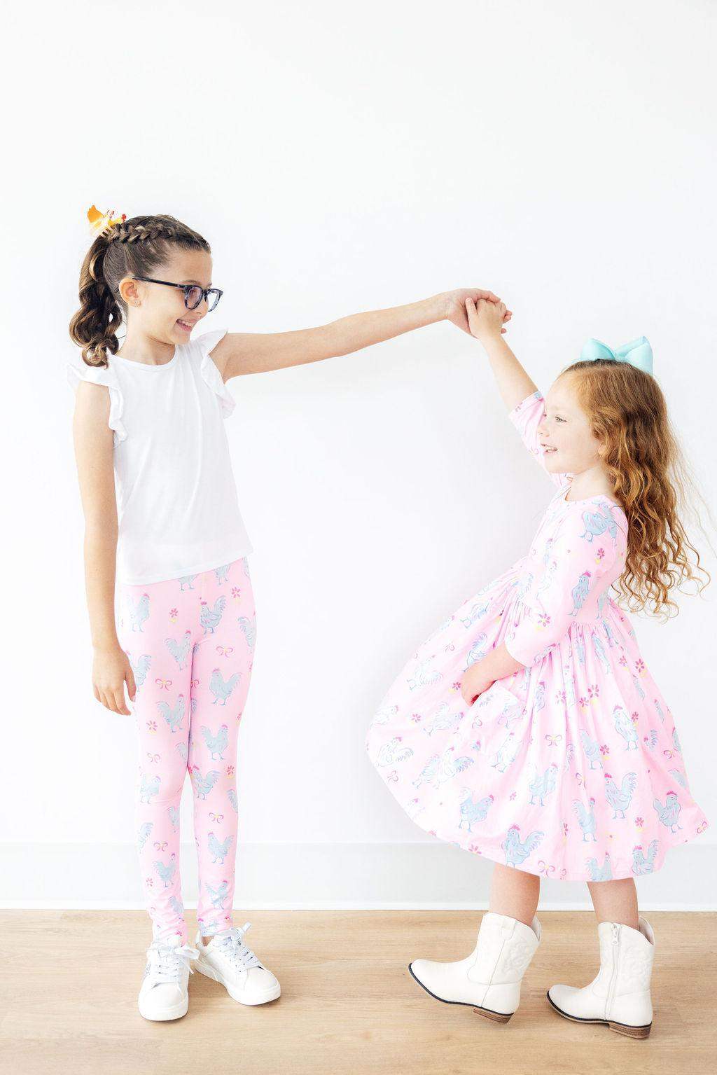 Little Miss Chickie 3/4 Sleeve Pocket Twirl Dress - Mila & Rose ® - Flyclothing LLC
