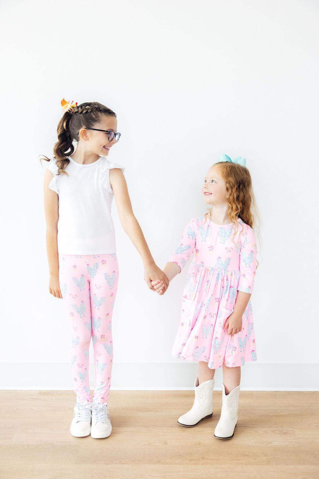 Little Miss Chickie 3/4 Sleeve Pocket Twirl Dress - Mila & Rose ® - Flyclothing LLC