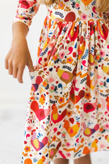 Little Red Hen 3/4 Sleeve Pocket Twirl Dress - Mila & Rose ® - Flyclothing LLC