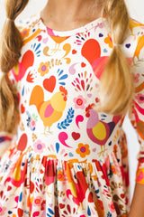 Little Red Hen 3/4 Sleeve Pocket Twirl Dress - Mila & Rose ® - Flyclothing LLC