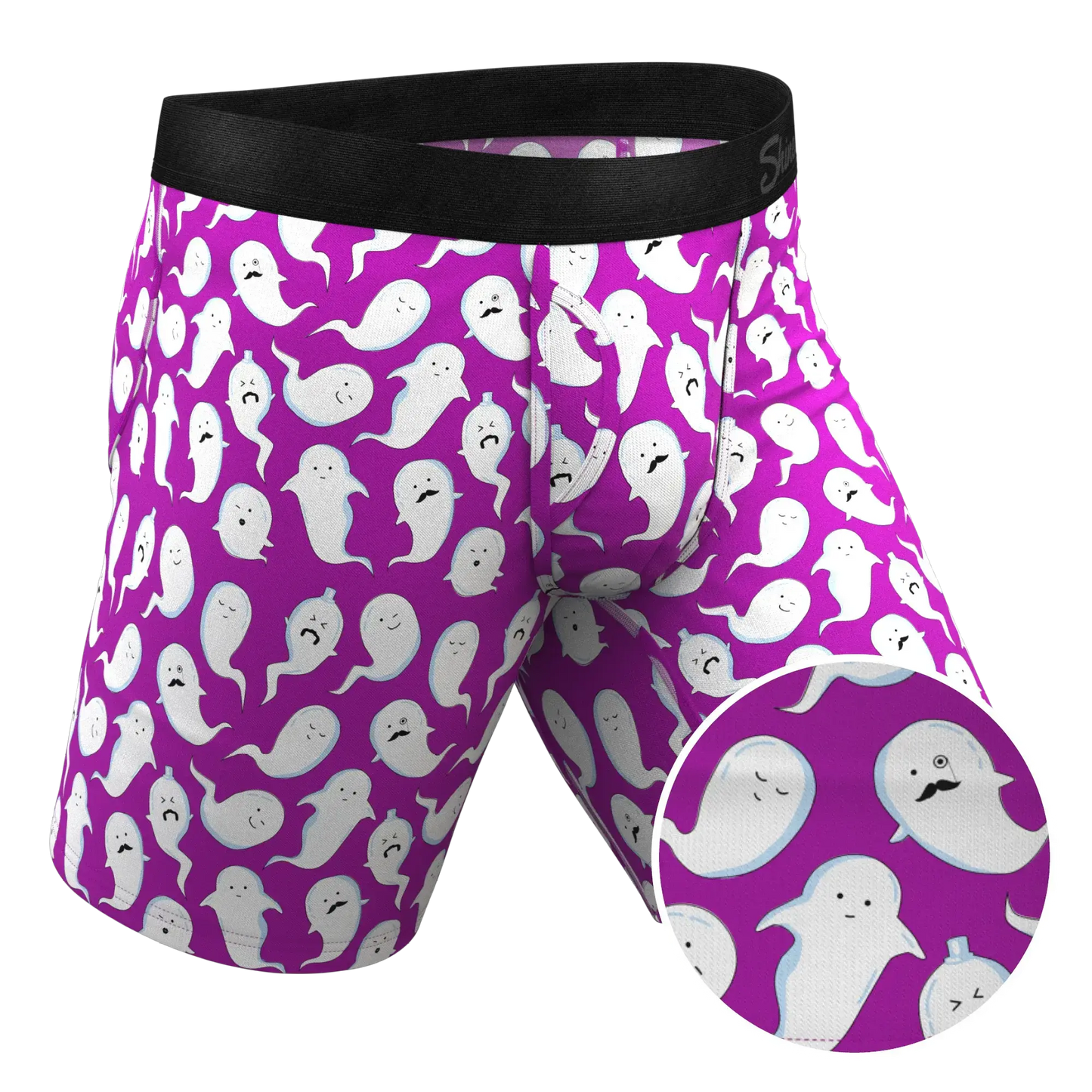 The Little Swimmers | Ghost Print Long Leg Ball Hammock® Pouch Underwear With Fly - Shinesty - Flyclothing LLC