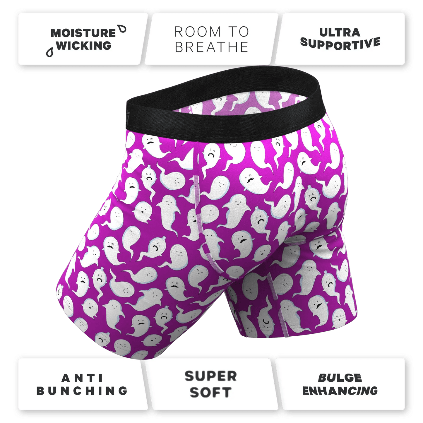 The Little Swimmers | Ghost Print Long Leg Ball Hammock® Pouch Underwear With Fly - Shinesty - Flyclothing LLC