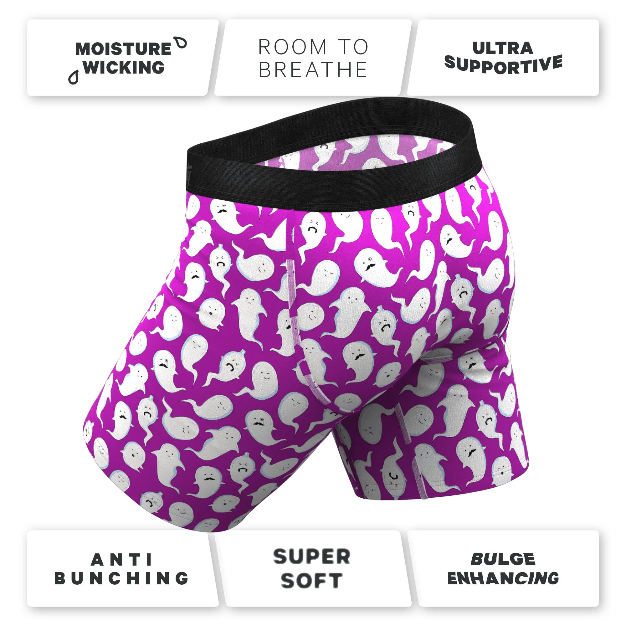 The Little Swimmers | Ghost Print Long Leg Ball Hammock® Pouch Underwear With Fly - Shinesty - Flyclothing LLC