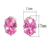 LOAS1369 - Sterling Silver Earrings with AAA Grade CZ in Pink - Alamode - Flyclothing LLC