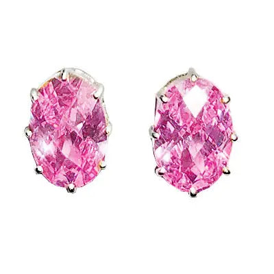LOAS1369 - Sterling Silver Earrings with AAA Grade CZ in Pink - Alamode - Flyclothing LLC