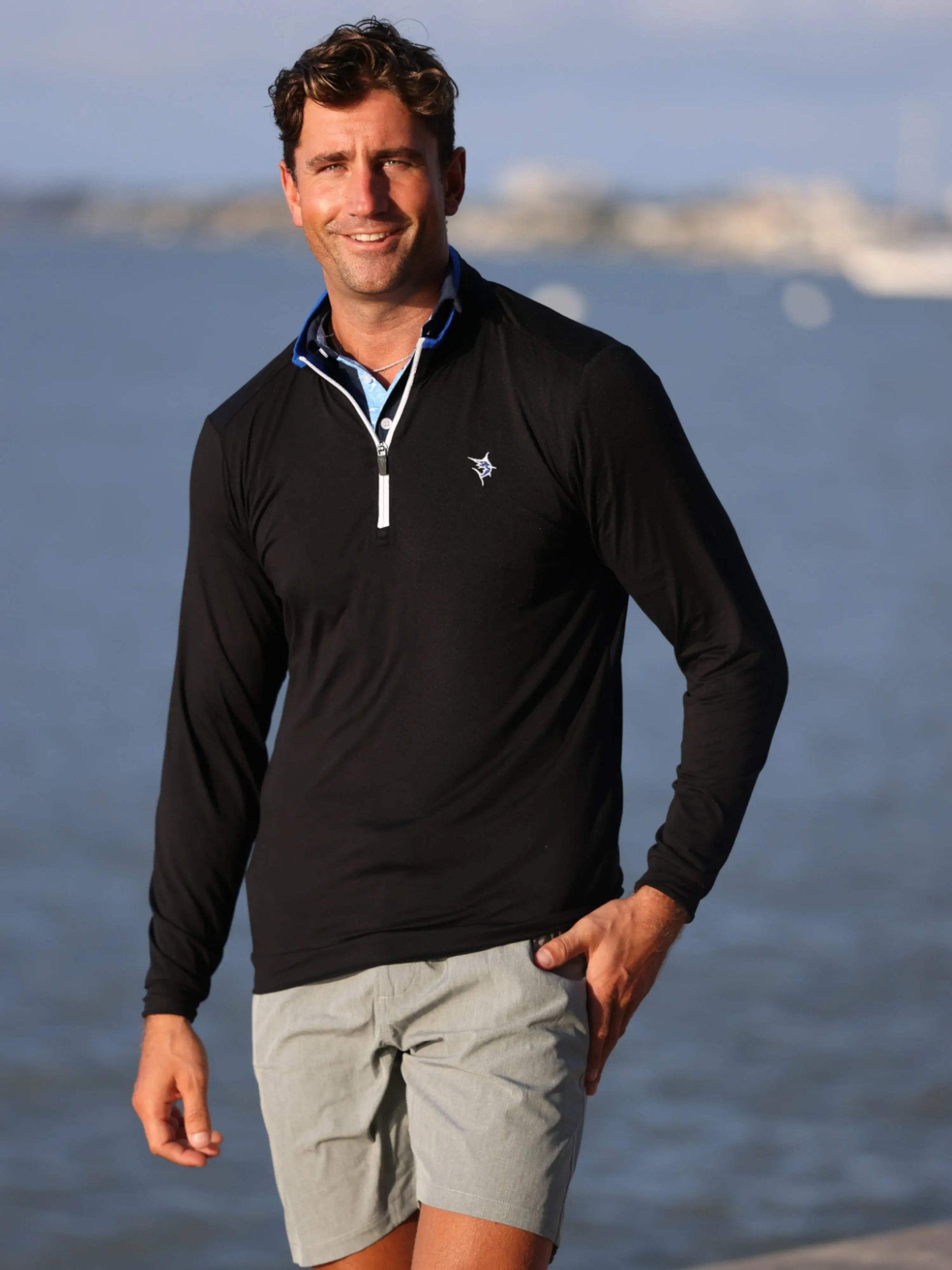 Long Beach Quarter Zip Ultra Soft Lightweight - White Water Life - Flyclothing LLC