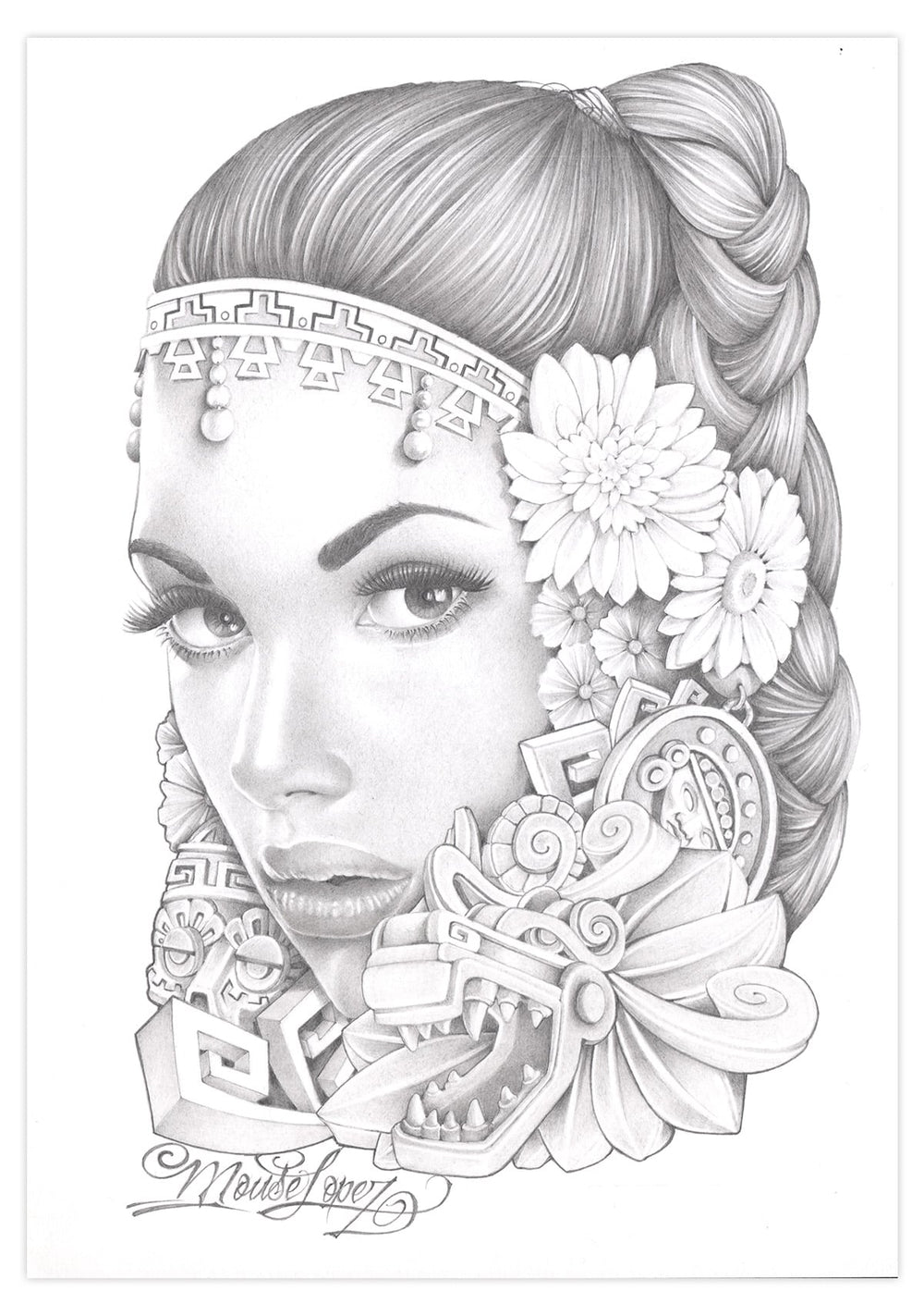 Black Market Art Company Lopez Aztec Girl Print