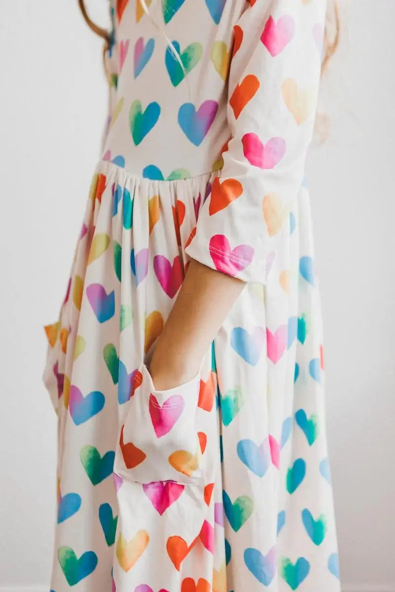 Lotta Love 3/4 Sleeve Pocket Twirl Dress - Mila & Rose ® - Flyclothing LLC