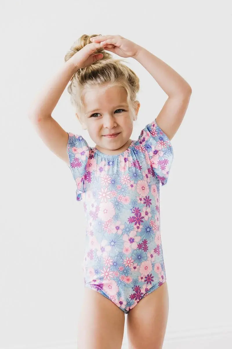 Love Blooms S/S Flutter Sleeve Leotard - Mila & Rose ® - Flyclothing LLC
