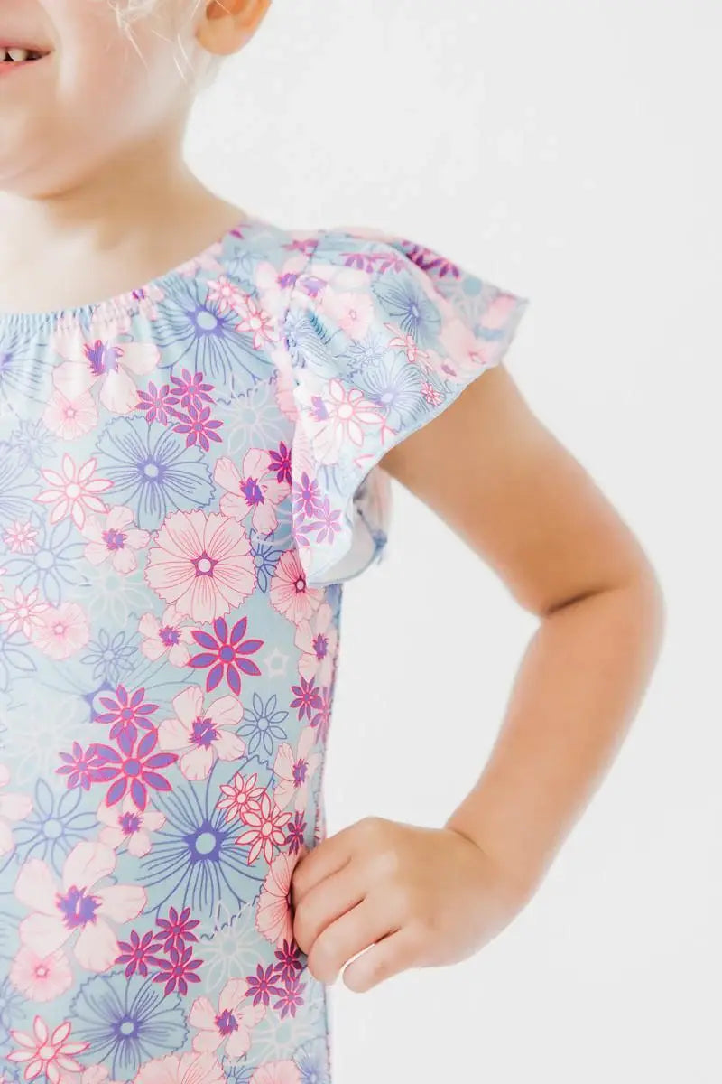 Love Blooms S/S Flutter Sleeve Leotard - Mila & Rose ® - Flyclothing LLC