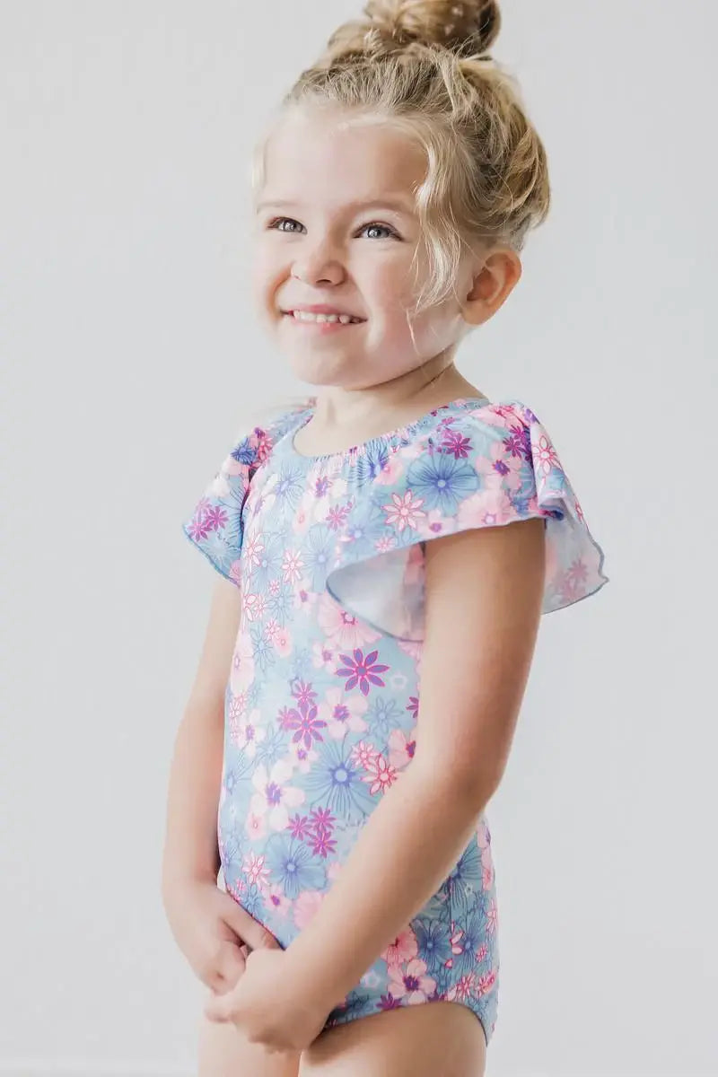 Love Blooms S/S Flutter Sleeve Leotard - Mila & Rose ® - Flyclothing LLC