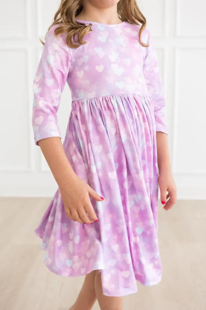 Love Story 3/4 Sleeve Pocket Twirl Dress - Mila & Rose ® - Flyclothing LLC