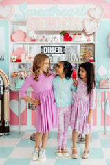 Bright Lilac 3/4 Sleeve Pocket Twirl Dress - Mila & Rose ® - Flyclothing LLC