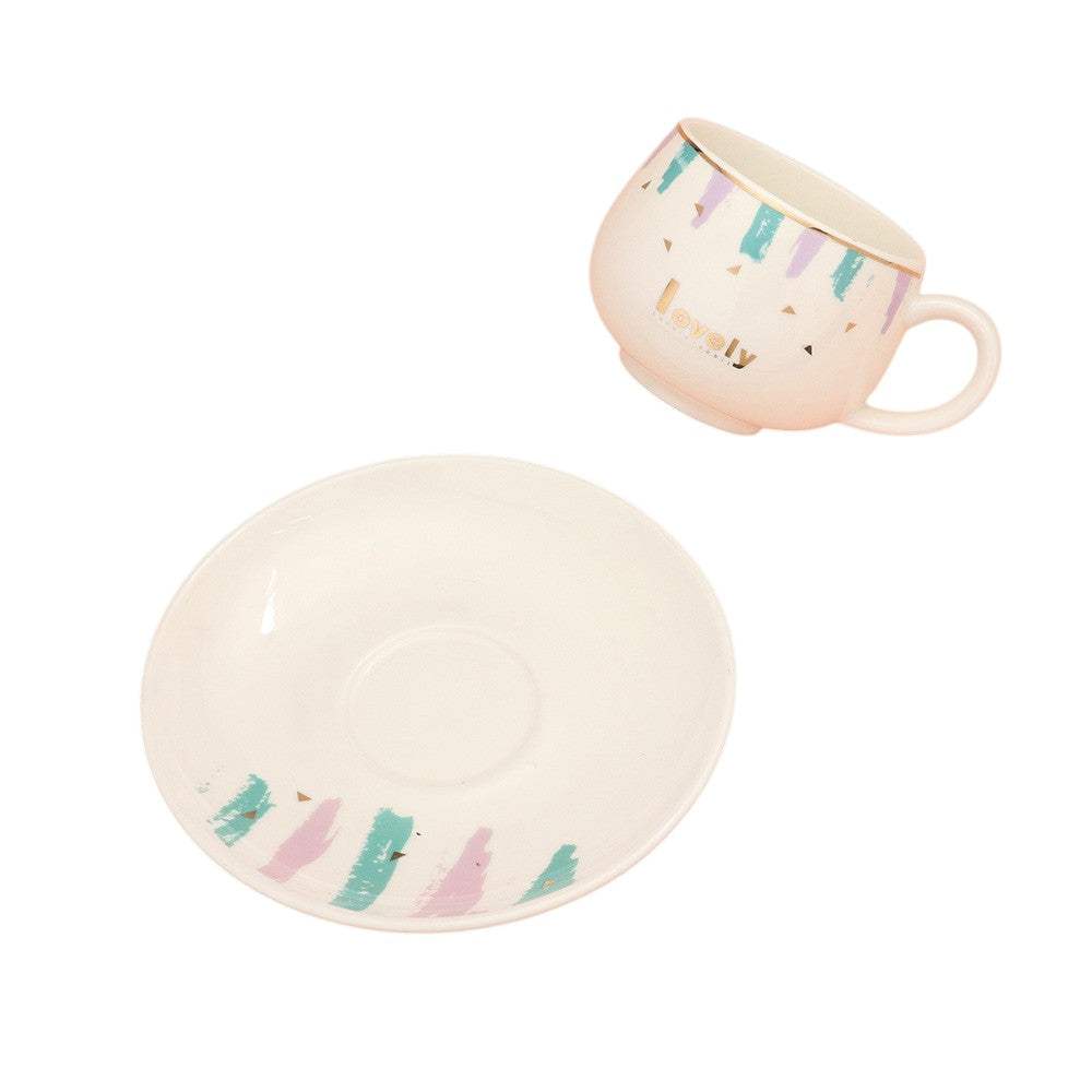 Lovely Message Cute Bunny Ceramic Mug Cup and Saucer Set - Madeline Love - Flyclothing LLC