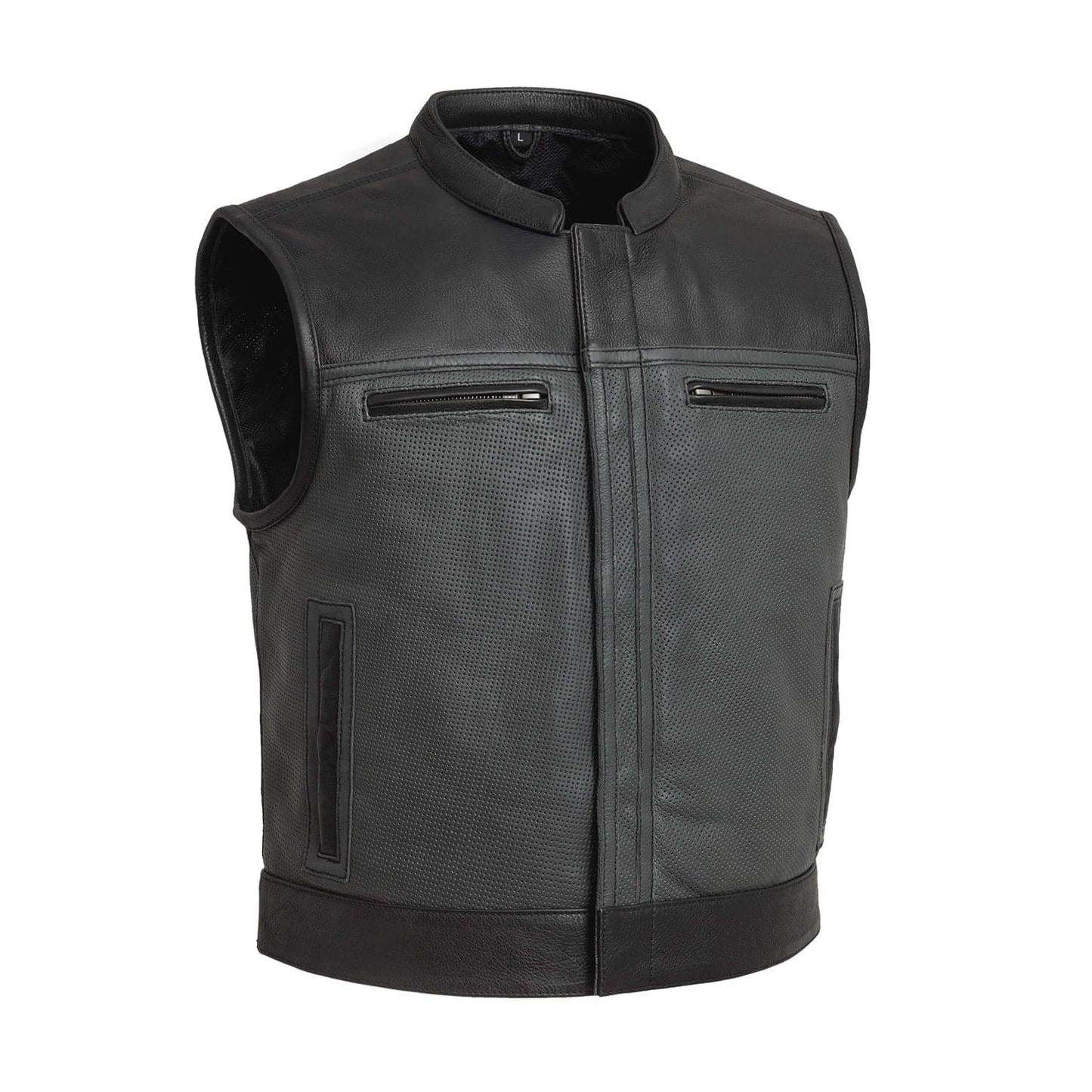 Two Tone Lowrider Perforated Men's Leather Vest - First Manufacturing Company - Flyclothing LLC
