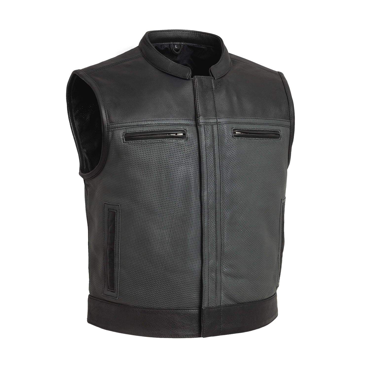 Two Tone Lowrider Perforated Men's Leather Vest - First Manufacturing Company - Flyclothing LLC