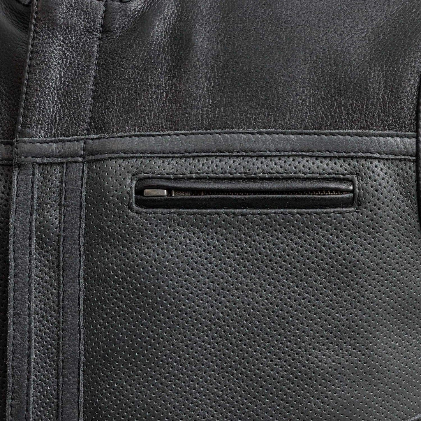 Two Tone Lowrider Perforated Men's Leather Vest - First Manufacturing Company - Flyclothing LLC