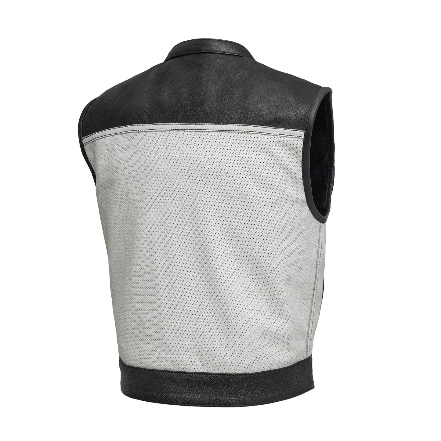 Two Tone Lowrider Perforated Men's Leather Vest - First Manufacturing Company - Flyclothing LLC