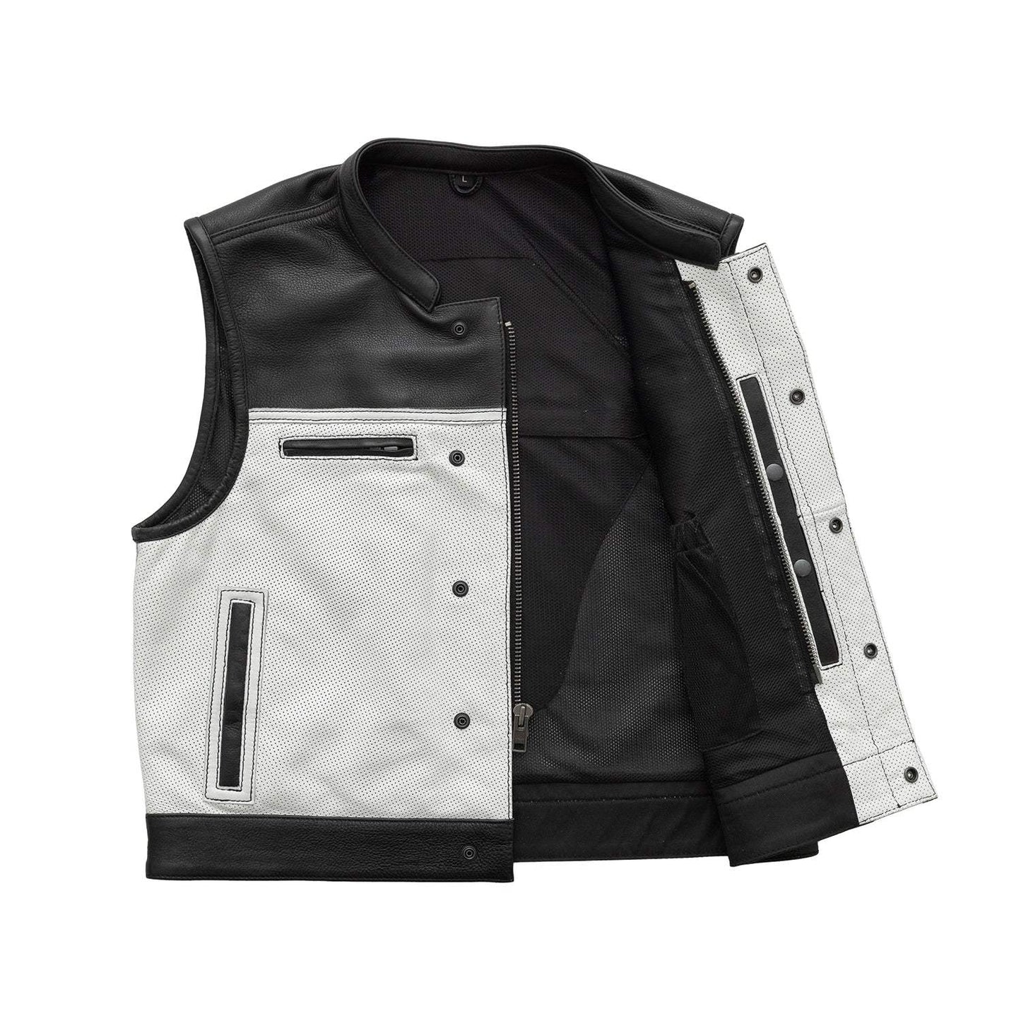 Two Tone Lowrider Perforated Men's Leather Vest - First Manufacturing Company - Flyclothing LLC