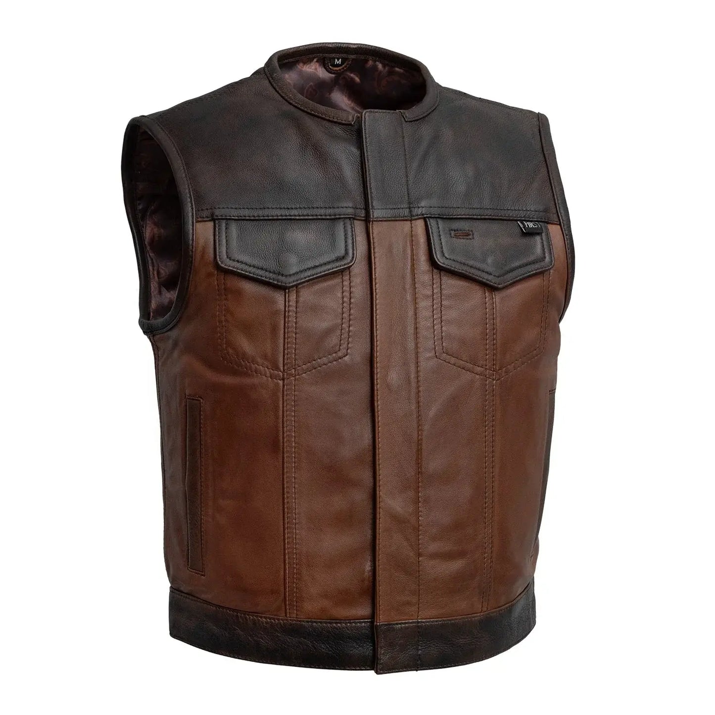 Lowside Rider Men's Motorcycle Leather Vest - First Manufacturing Company - Flyclothing LLC