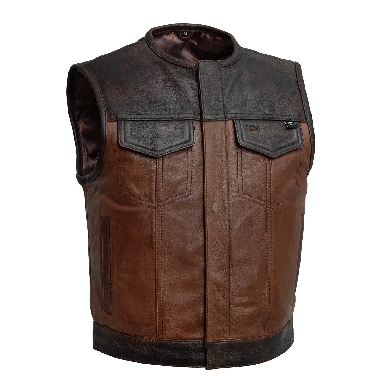 Lowside Rider Men's Motorcycle Leather Vest - First Manufacturing Company - Flyclothing LLC