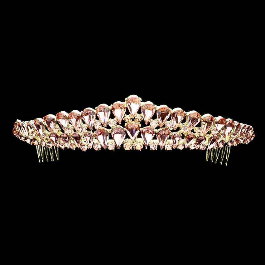 Crystal Teardrop Cluster Pageant Queen Tiara - Madeline Love - Flyclothing LLC