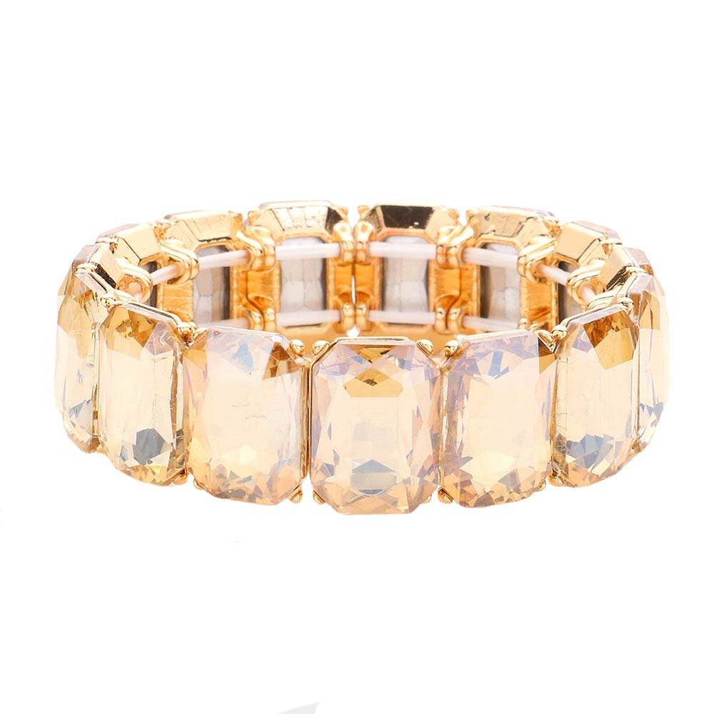 Emerald Cut Stone Stretch Evening Bracelet - Madeline Love - Flyclothing LLC
