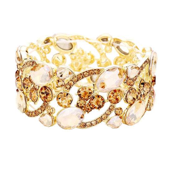 Glass Crystal Oval Butterfly Stretch Evening Bracelets - Madeline Love - Flyclothing LLC