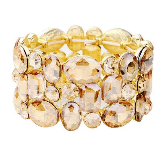 Glass Crystal Stretch Evening Bracelet - Madeline Love - Flyclothing LLC