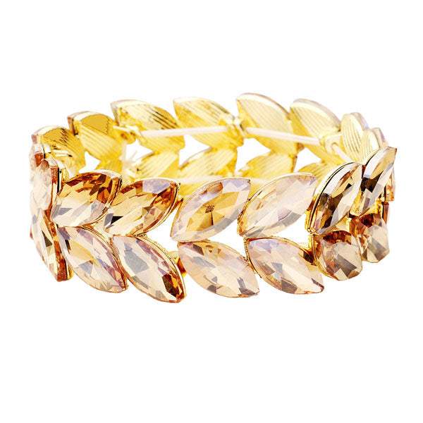 Marquise Glass Crystal Stretch Evening Bracelet - Madeline Love - Flyclothing LLC