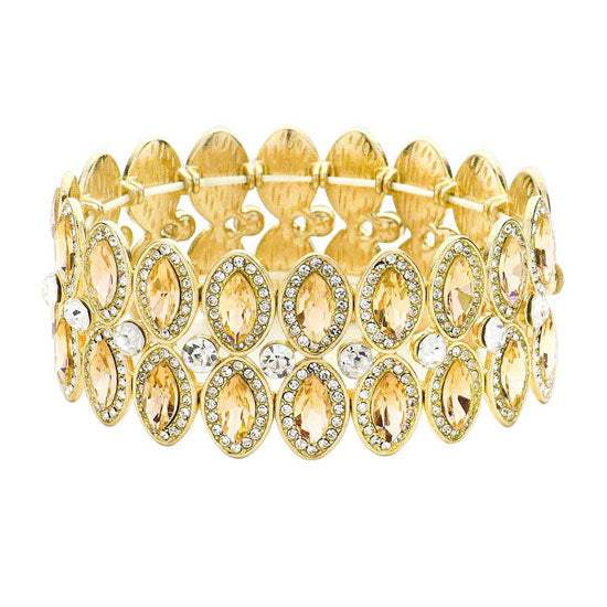Marquise Stone Accented Stretch Evening Bracelet - Madeline Love - Flyclothing LLC