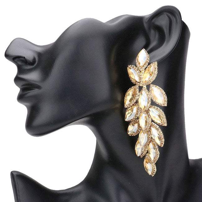 Marquise Stone Cluster Vine Dangle Evening Earrings - Madeline Love - Flyclothing LLC