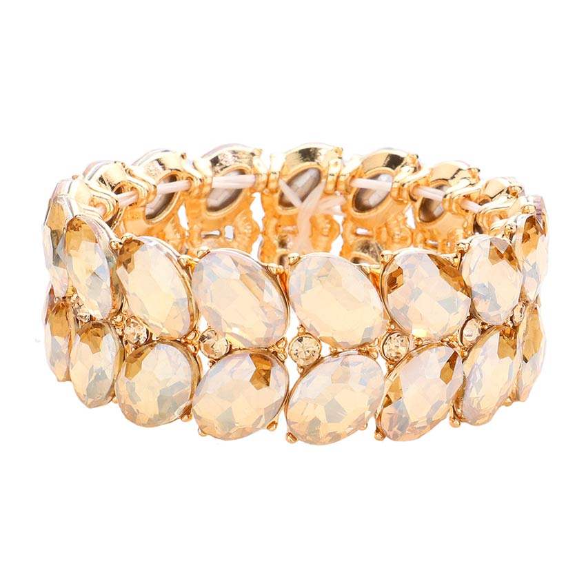 Oval Stone Cluster Stretch Evening Bracelet - Madeline Love - Flyclothing LLC