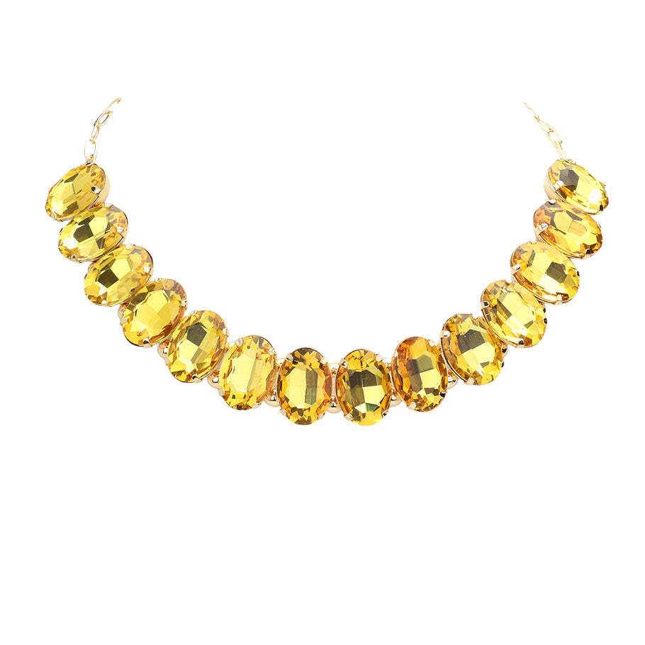 Oval Stone Evening Necklace - Madeline Love - Flyclothing LLC