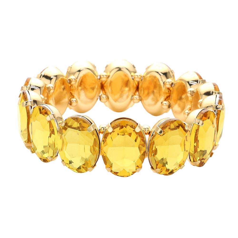 Oval Stone Stretch Evening Bracelet - Madeline Love - Flyclothing LLC