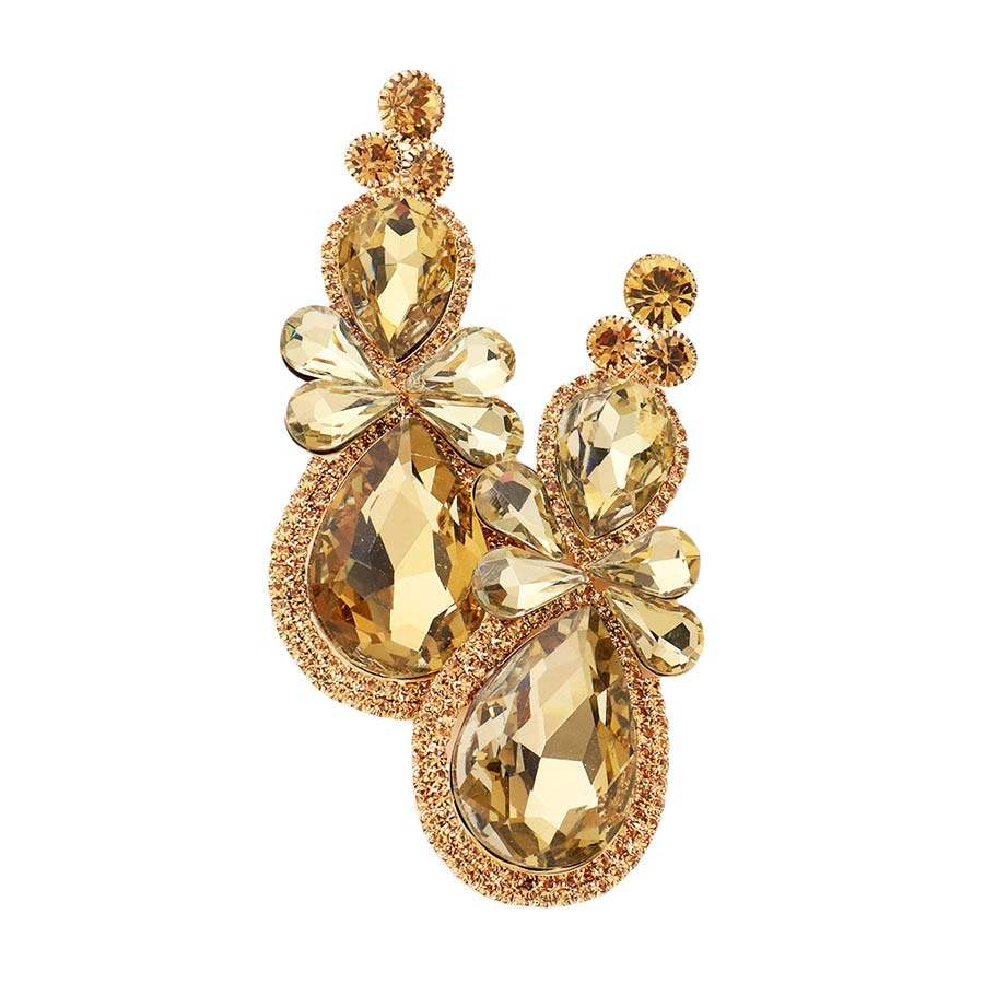 Teardrop Accented Dangle Evening Earrings - Madeline Love - Flyclothing LLC