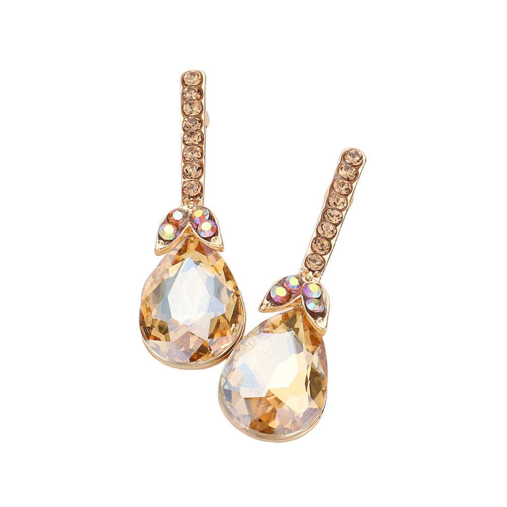 Teardrop Stone Accented Evening Earrings - Madeline Love - Flyclothing LLC