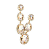 Triple Oval Glass Stone Drop Down Dangle Evening Earrings - Madeline Love - Flyclothing LLC
