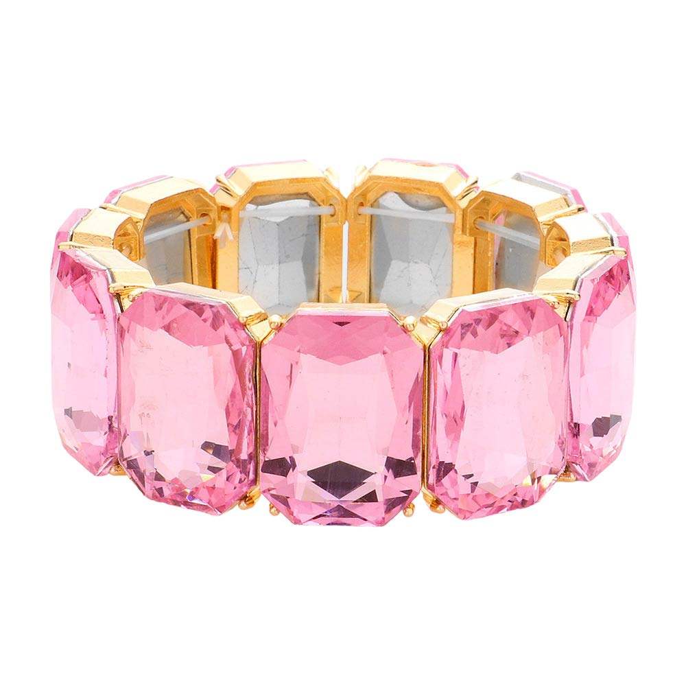 Emerald Cut Stone Stretch Evening Bracelet - Madeline Love - Flyclothing LLC