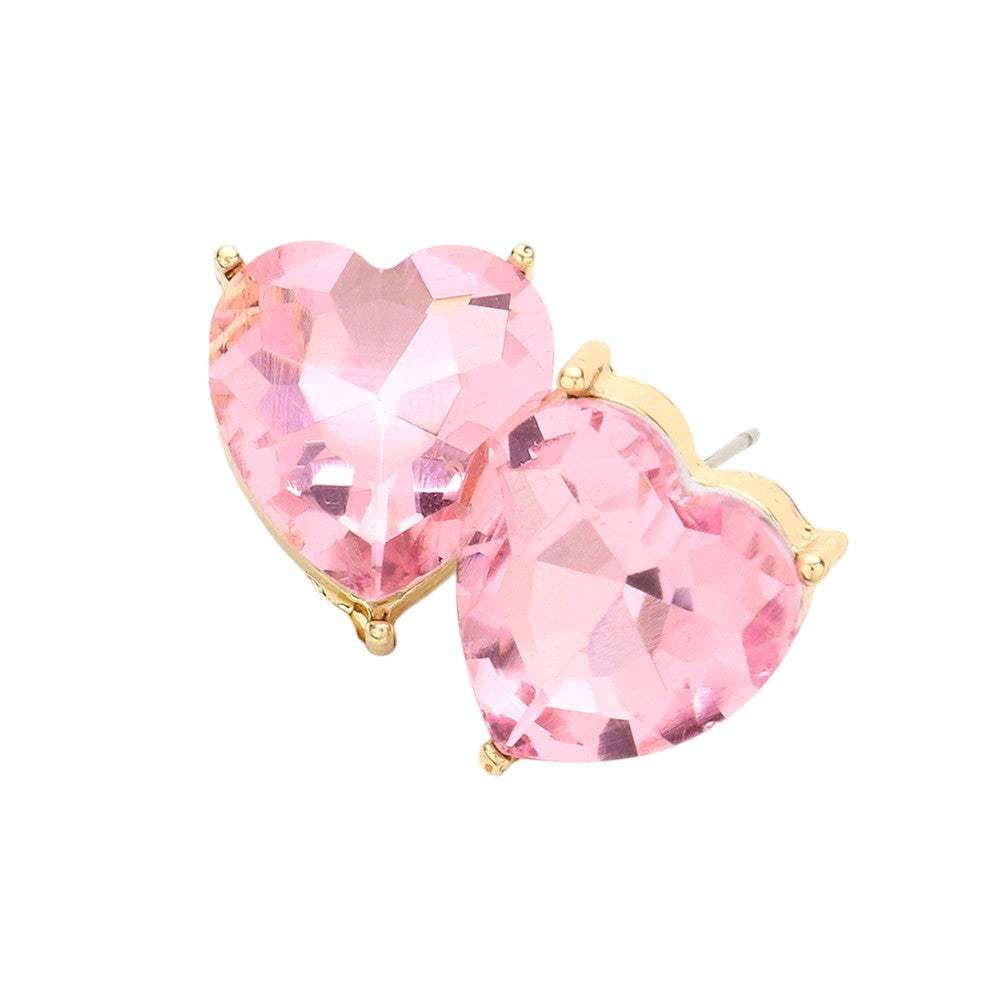 Heart Stone Evening Stud Earrings - Madeline Love - Flyclothing LLC