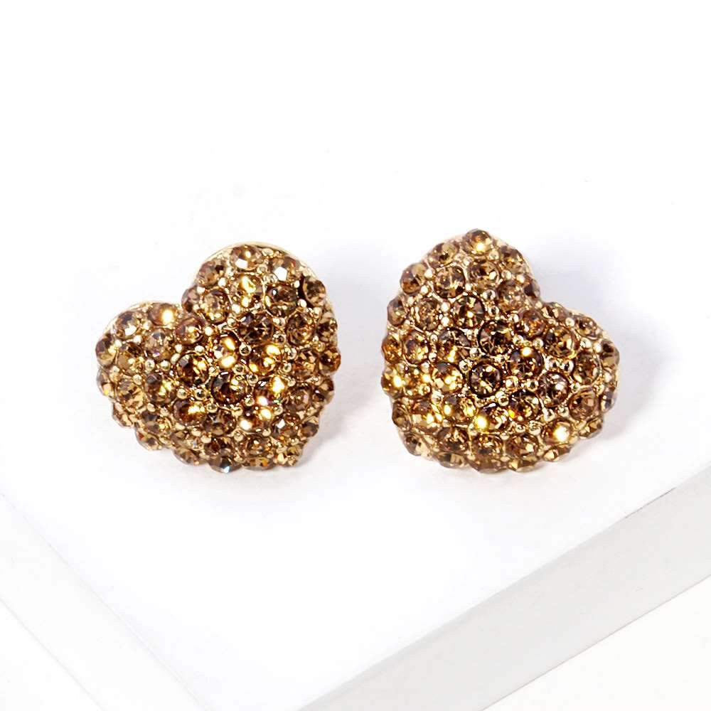 Crystal Pave Heart Stud Earrings - Madeline Love - Flyclothing LLC