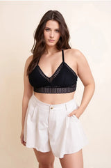Ribbed Lace Boho Racerback Bralette Plus - Boho Clothing and Accessories - Flyclothing LLC