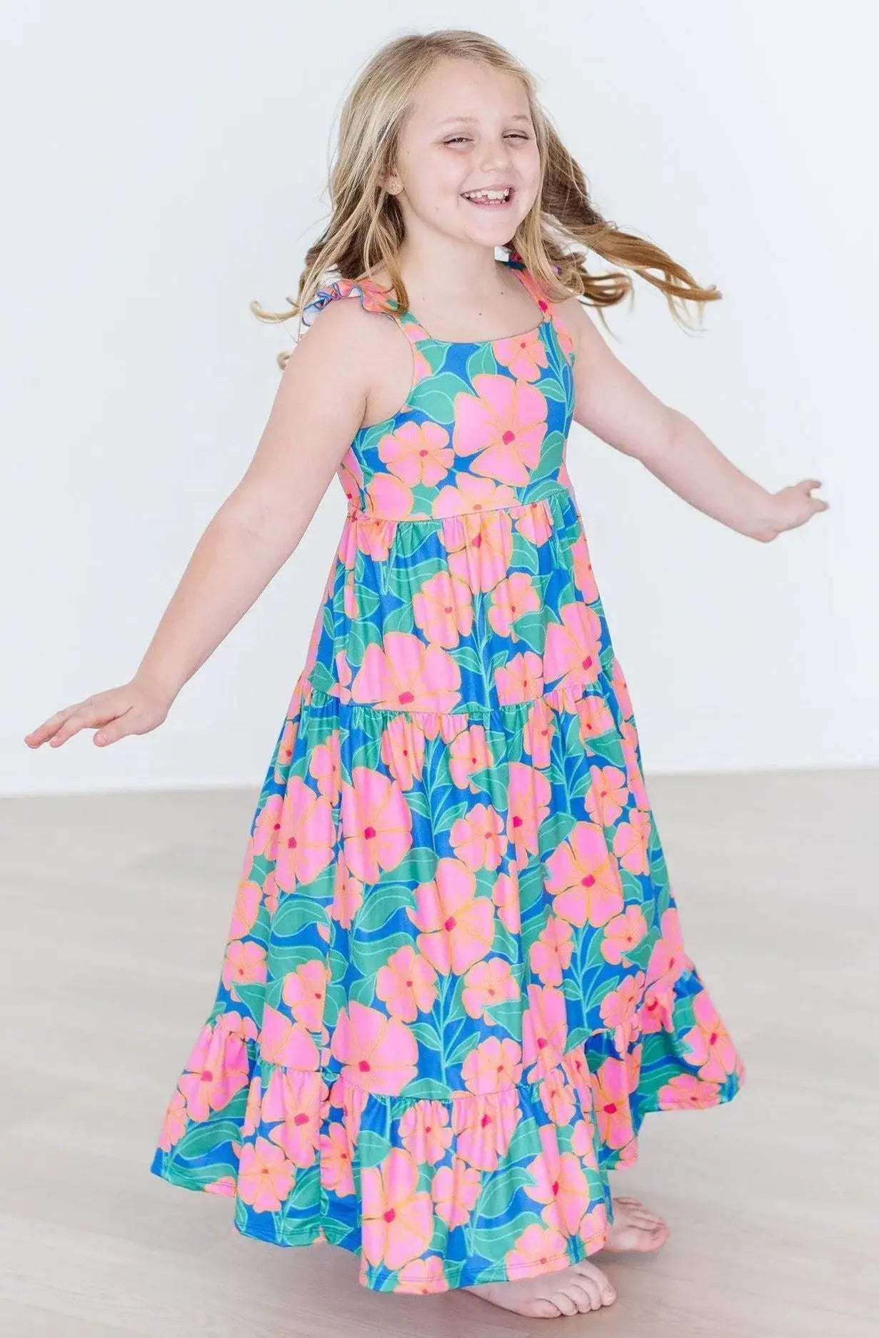 Luau Floral Ruffle Maxi Dress - Mila & Rose ® - Flyclothing LLC